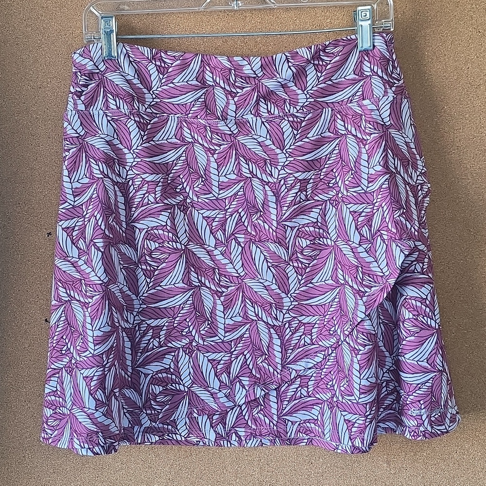 Eddie Bauer Purple Leaf Print A‑Line Floral Spring Skirt Women’s Large L